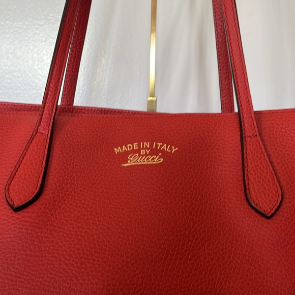 EUC Gucci Red Swing Large Leather Shopper Tote with Original Dust Bag - Picture 3 of 13